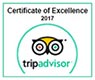 picture of certificate of excellence from Trip Advisor