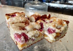 photo of strawberry-peach cake